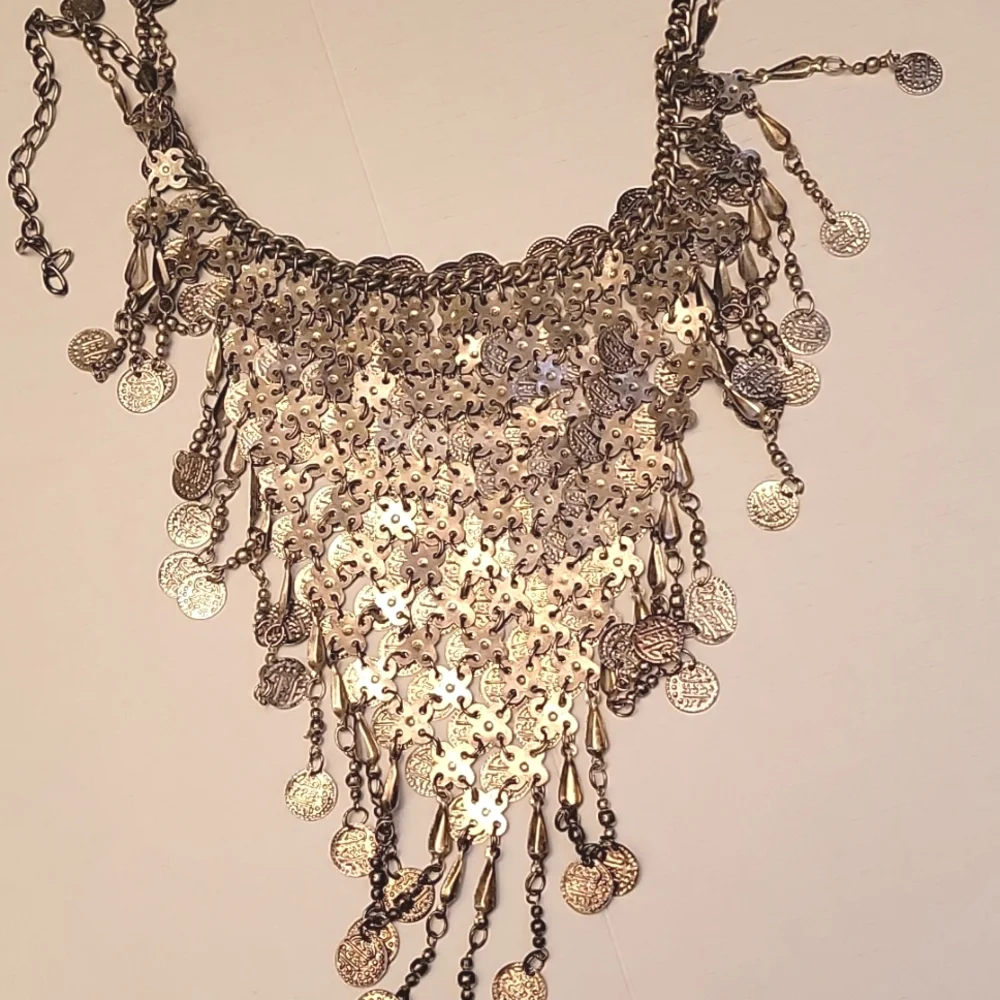 Silver COIN NECKLACE Belly Dancing Gypsy Style - Picture 6 of 7